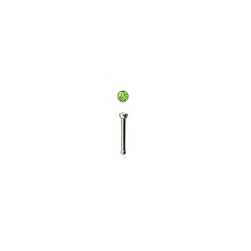 Piercing narine droit acier chirurgical et cristal vert péridot4.50€