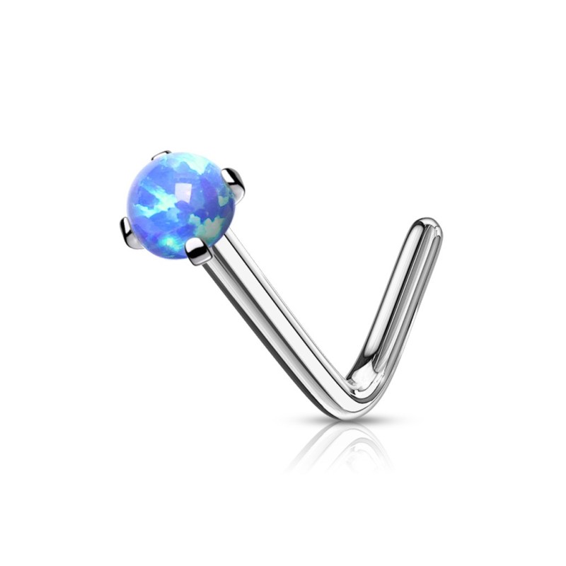 Piercing nez coudé 6mm avec une boule opaline bleue 5.49€