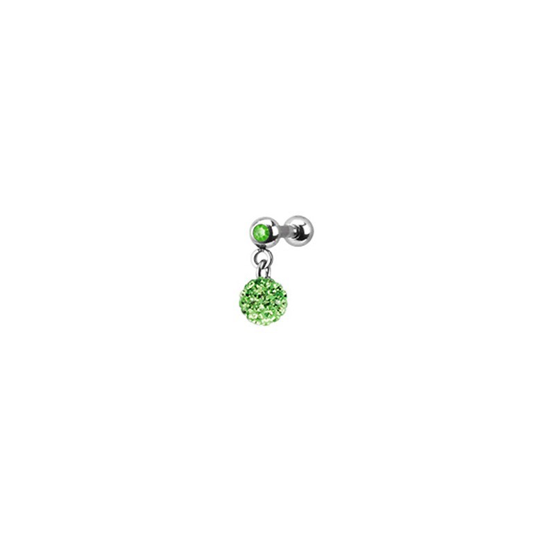 Piercing  cartilage et tragus pendentif boule cristal vert 6,95€