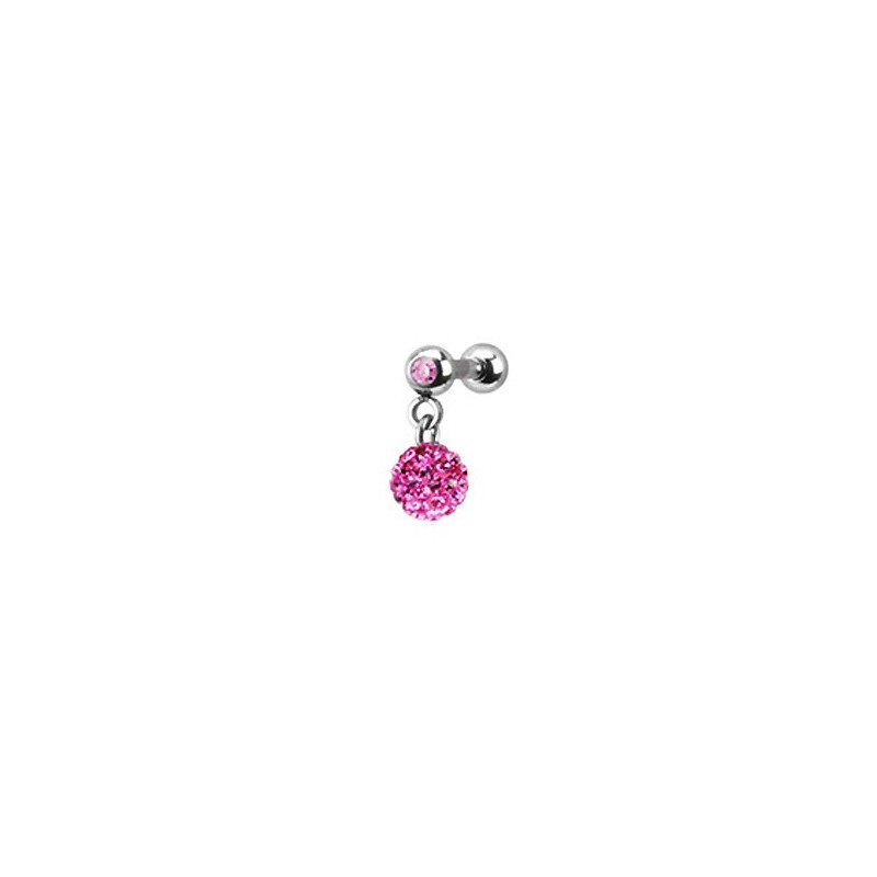 Piercing  cartilage et tragus pendentif boule rose 6,95€