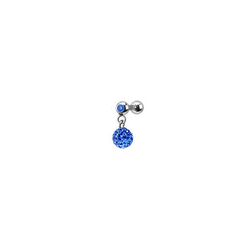 Piercing  cartilage et tragus pendentif boule bleue 6,95€