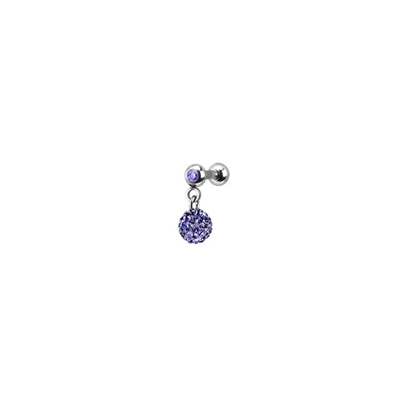 Piercing  cartilage et tragus pendentif boule violette 6,95€