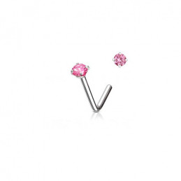 Piercing nez coudé avec cristal rose de 2mm serti 6,80€