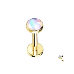 Labret 6mm ou 8mm doré avec une pierre blanche aux reflets nacrés 5,90€