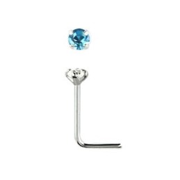 Piercing nez coudé et cristal bleu aqua de 2mm serti 6.85€