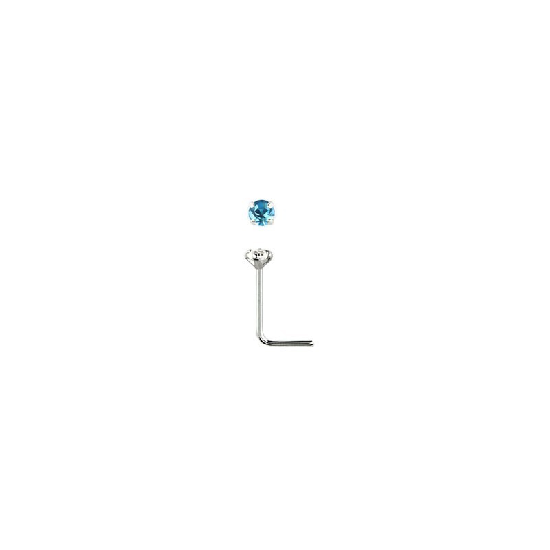 Piercing nez coudé et cristal bleu aqua de 2mm serti 6.85€