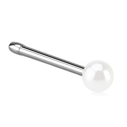 Piercing nez droit 6mm avec perle blanche 4.80€