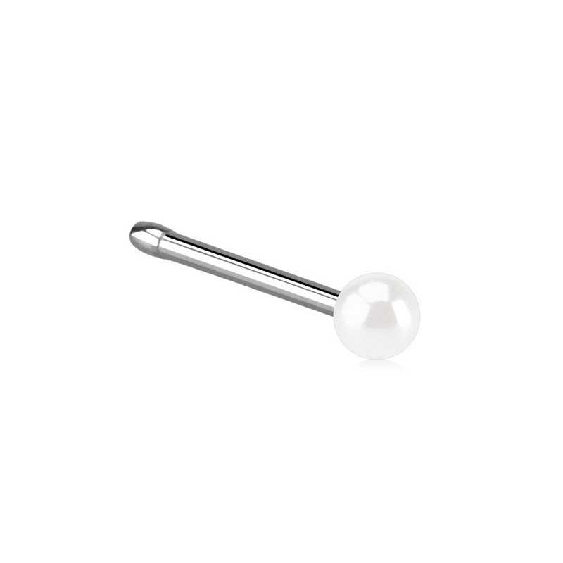 Piercing nez droit 6mm avec perle blanche 4.80€