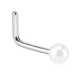 Piercing nez coudé 6mm avec perle nacrée blanche 5.10€