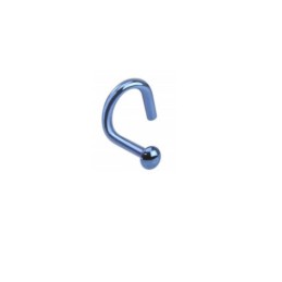 Piercing coudé bleu queue tire bouchon embout dôme 6.90€