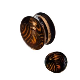 Plug 16mm en pyrex noir zébrures oranges  6.75€