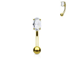 Piercing arcade ou rook 8mm doréavec un cristal blanc serti ARC116GD 6,00€