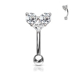 Piercing banane arcade et rook avec cœur zirconiums ronds et carré 5.80€