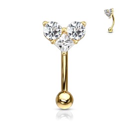 Piercing banane 8mm avec cœur zirconiums ronds et carré 5.80€ sur piercing-alice.fr