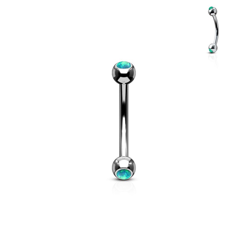 Piercing banane 8mm rook ou arcade avec une opaline verte 6.75€