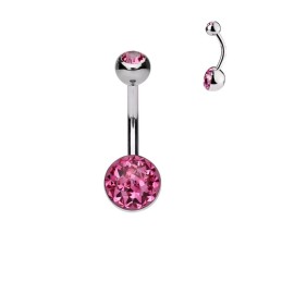 Piercing nombril demi boule incrustée de cristal autrichien 6.00€