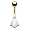 Piercing nombril doré avec une larme en opaline  de synthèse blanche 6.99€