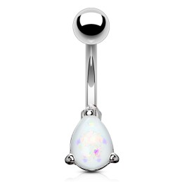 Piercing nombril banane larme en opaline de synthèse blanche 6.99€