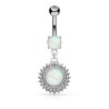 Piercing nombril pendentif bouclier tribal avec une opaline blanche 8.90€
