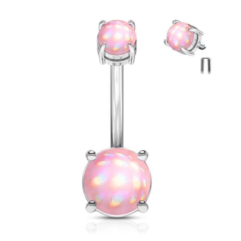 Piercing nombril banane avec pierre époxy rose lumineux 6.90€