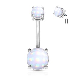 Piercing nombril banane avec pierre époxy blanche lumineuse 6.90€