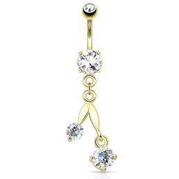 Piercing nombril pendentif cristaux blancs plaqué or 15.60€