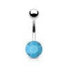 Piercing nombril avec pierre de synthèse bleu turquoise 5.50€