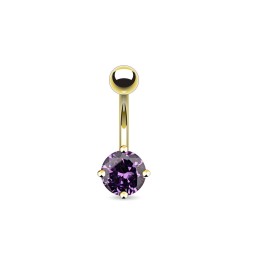 Piercing nombril doré avec un zirconium violet  5.49€