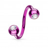 Piercing spirale titane violet 11mm avec boules de 5mm et zirconiums 7.20€