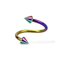 Piercing spirale 8mm avec pointes acier anodisé arc-en-ciel5.45€