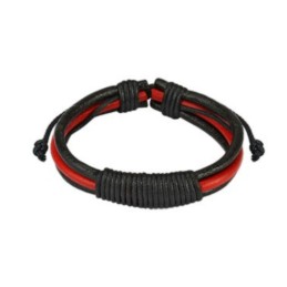 Bracelet cuir réglable noir et rouge noeud homme et femme 6,90€