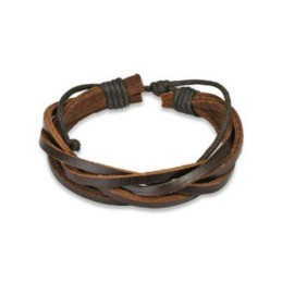 Bracelet homme tressé avec cinq cordes de cuir marron 10.50€