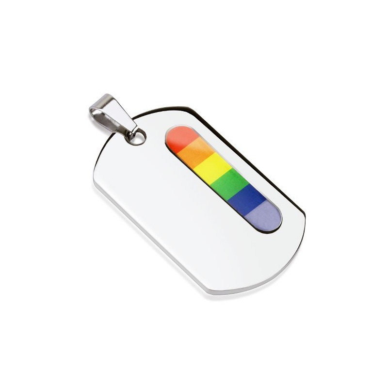 Pendentif acier plaque logo arc en ciel 8.90€