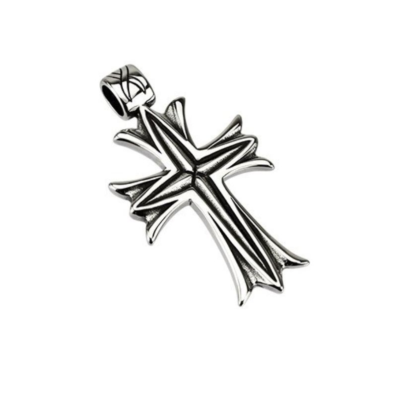 Pendentif homme biker grande croix en acier inoxydable noirci 15.45€