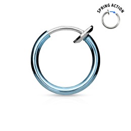 Faux anneau 10mm à clip acier anodisé bleu aqua, nez, oreille, lèvre 3.25€