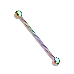 Piercing industriel 38mm une tige torsadée anodisée arc-en-ciel  6.90€