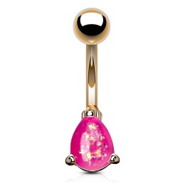 Piercing nombril or rose avec une larme en opaline rose 6.99€