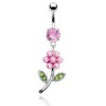 Piercing nombril fleur en perles roses NOM157 6.00€