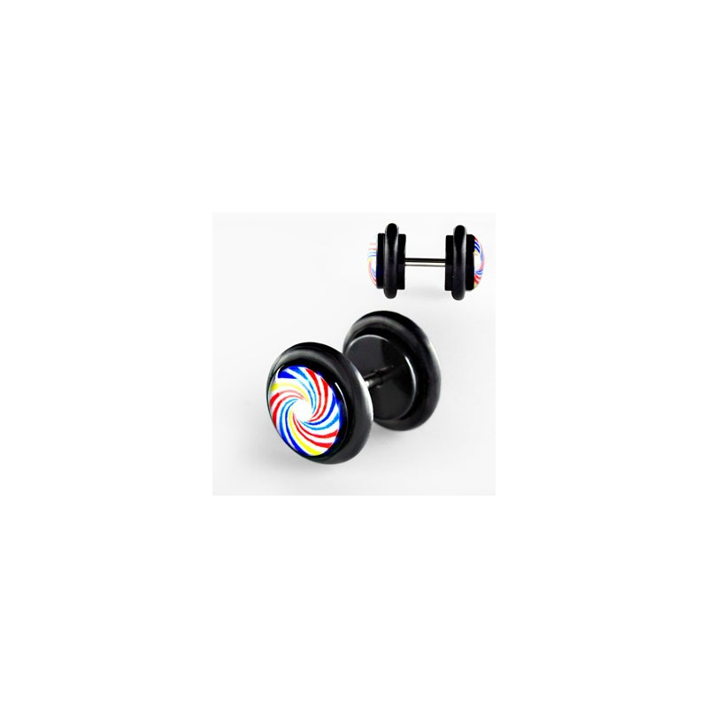 Faux Plug - spirale arc-en-ciel diamètre 10mm 3.90€