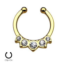 Faux piercing septum vintage doré zirconiums FA051D