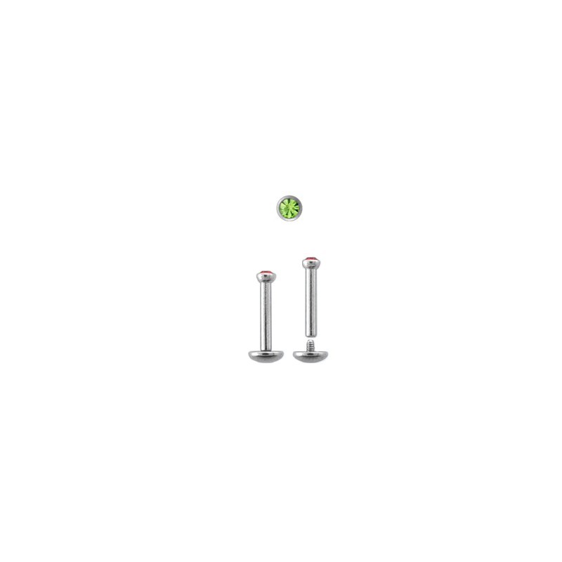 Piercing labret 8mm acier chirurgical avec cristal vert LAB050V 4.70€