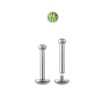 Piercing labret 8mm acier chirurgical avec cristal vert LAB050V 4.70€