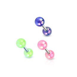 Piercing tragus, hélix, conch, lobe avec boules acryliques couleurs métallisées TRA049 4.90€