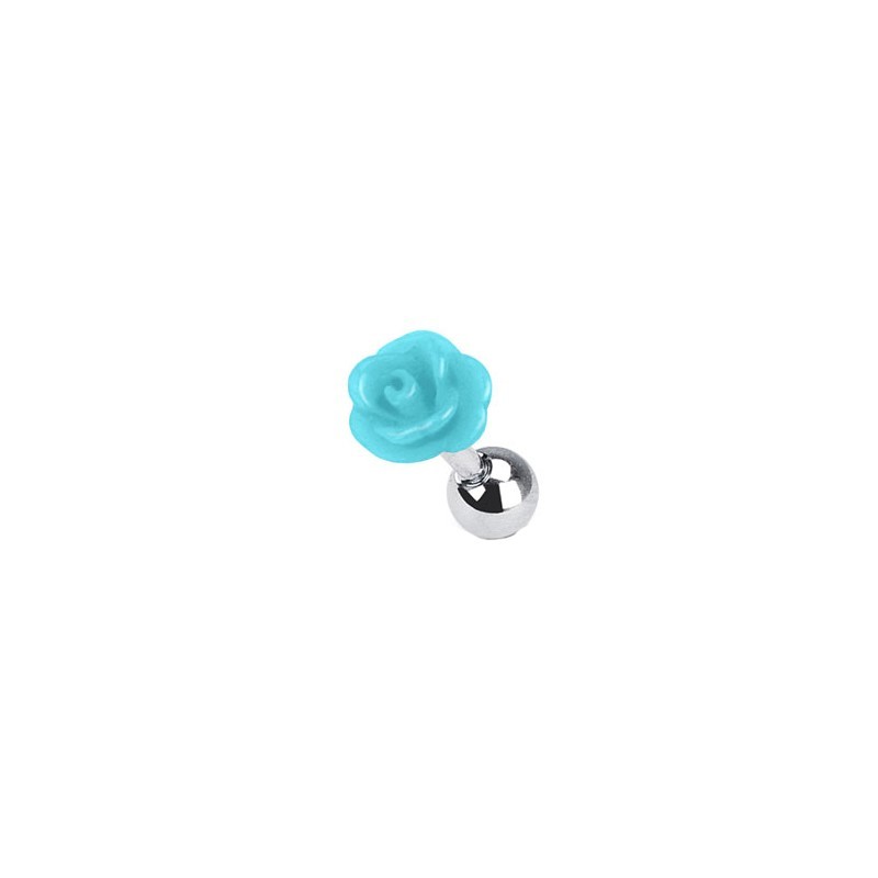 Piercing tragus, conch, hélix, lobe avec une rose bleue TRA050B 4.75€