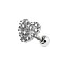 Piercing oreille tragus, hélix, conch, lobe cœur pavé de zirconiums  TRA052G 5.99€