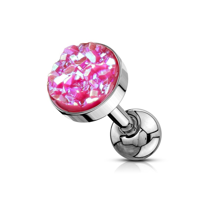 Piercing Tragus Hélix Conch lobe scintillant rose TRA053P 6.50€