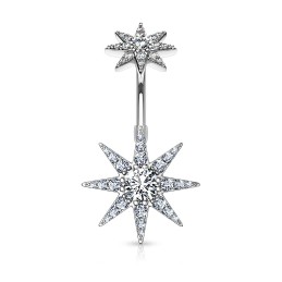 Piercing nombril banane avec des étoiles pavées de zirconium NOM160W 10.45€