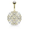 Piercing nombril plaqué or pavé de cœurs et de cristaux NOM161D  15.45€