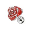 Piercing tragus hélix lobe fleur rose rouge émaillée TRA055R 5,60€ piercing-alice.fr