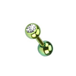 Piercing haltère hélix en titane vert et cristal TRA056V piercing_alice.fr 6,80€